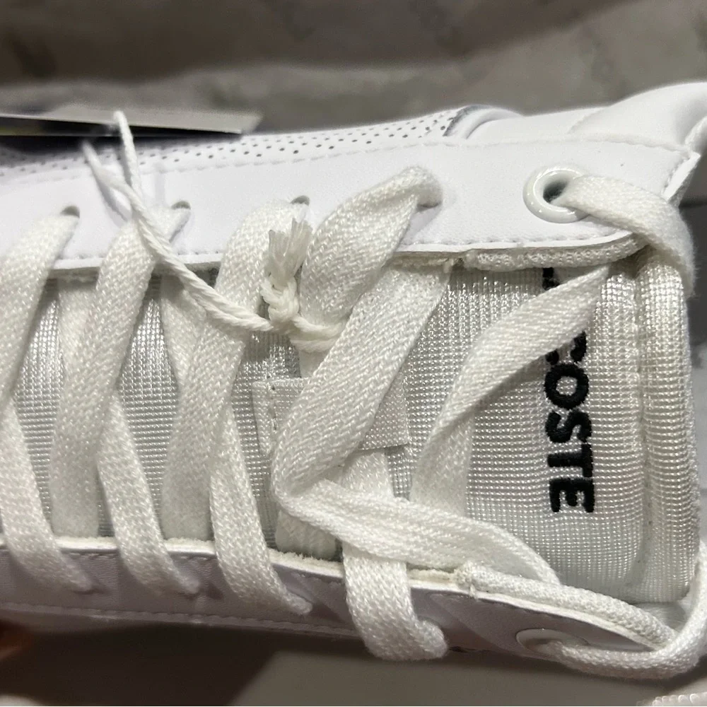 Lacoste White Tennis Shoes with Green Accent - Picture 2 of 11